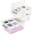 Citylife 17 QT Plastic Storage Box with Removable Tray and 6 Detachable Tall Inserts Craft Organizers and Storage Clear Storage Container for Organizing Crayon, Craft, Sewing, Playdoh, 2 Packs - size: 17 Qt- 2 Pack- W