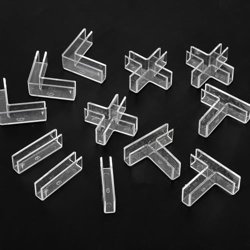 uxcell 24Pcs Plastic Glass Connector, Suitable for 8mm Thick Cross Shaped Glass to Glass Clamp, Fixing Bracket Rimless Clip Holder for Aquarium Fish Tank Display Shelves, Transparent - color: Transparent, size: 8mm