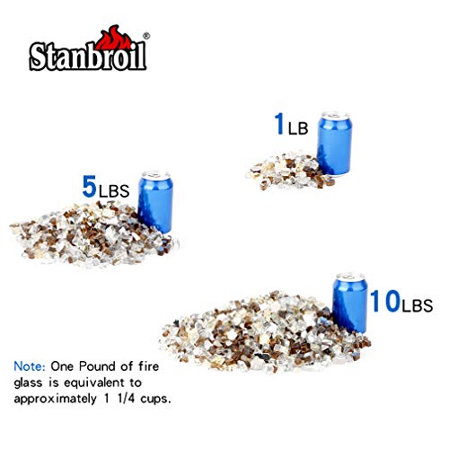 Stanbroil 10-Pound Blended Fire Glass - 1/2 inch Reflective Tempered Gold, Platinum, Copper for Indoor and Outdoor Gas Fire Pits and Fireplaces - color: Gold, Platinum, Copper, size: 1/2"