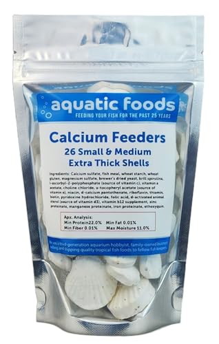 Calcium Feeder Small & Medium Shells. Extra Thick Shells for Shrimp, Snails, Crabs, Crayfish, Hermit Crabs and All Tropical Fish. 4oz …26 Count Bag