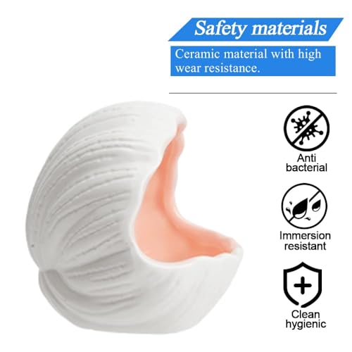 AnRui Cute Aquarium Decorations Ceramic Conch Shell-Shaped House Thematic Betta Fish Tank Accessory Decor Ornament Hideout Cave for Fish Playing or Hiding, Pink