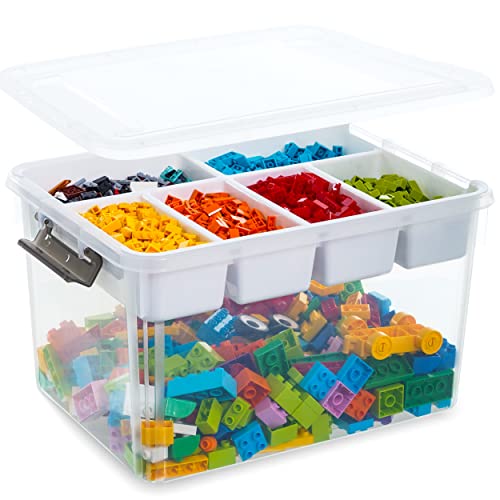 Citylife 32 QT Plastic Storage Box with Removable Tray Craft Organizers and Storage Clear Storage Container for Organizing Bead, Tool, Sewing, Playdoh - size: 32 Qt- 1 Pack
