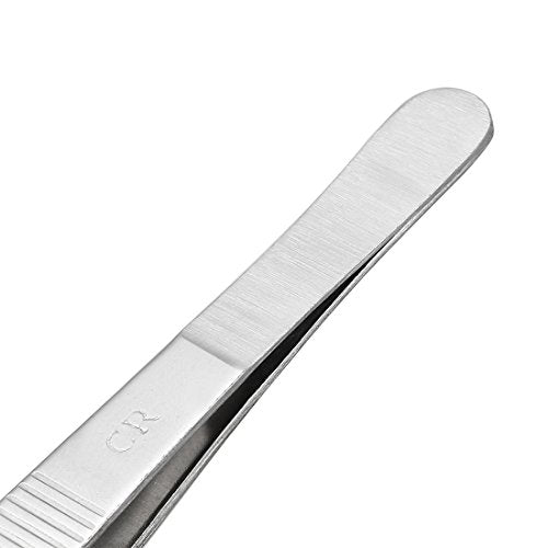 uxcell 1 Pcs 6.3-Inch 430 Stainless Steel Straight Blunt Tweezers with Serrated Tip Daily Garden Tool - size: 6.3-Inch