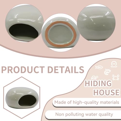 Saim Aquarium Ceramic Cave Decorations, Betta Fish Tank Accessories for Shrimp Cichlid Hiding Breeding Small Fish Bowl Hide Toys Hideout House - Light Green