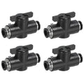 PATIKIL 10mm (2/5") Push to Connect Fittings Ball Valve, 4 Pcs 0-60 Degree BUC Air Flow Control Valve Quick Straight Connectors Air Hose Fitting for Pneumatic System Pipeline, Black - size: 10mm (2/5")