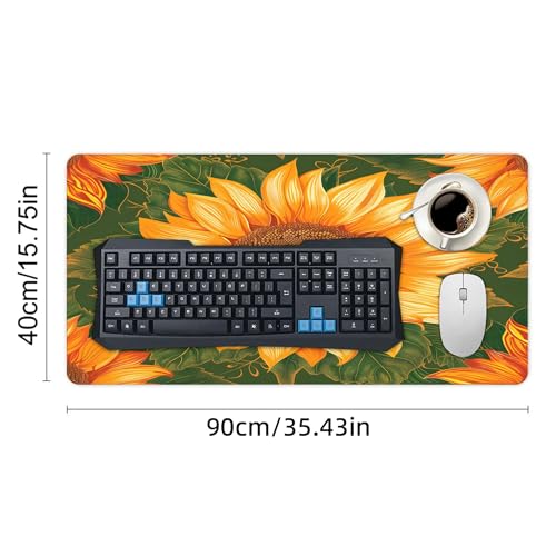 XXL Gaming Mouse Pad Sunflower Vintage Flower XXL Gaming Mouse Pad Large Desk Mat Protector for Desktop, Anti-Slip Rubber Extended Computer Keyboard Mat Writing Pad, 15.7 * 35.4 in,B-1478 - color: B-1478, size: 15.7*35.4 In