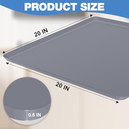 ToLanbbt Mini Fridge Silicone Mat, 20" x 20" x 0.6" Mini Fridge Drip Tray Under Refrigerator Mat Carpet Floor Protector, Leak-Resistant Portable AC Pan for Washing Machine Dishwasher Dryers, Gray - color: Gray, size: 20"x20"x0.6"