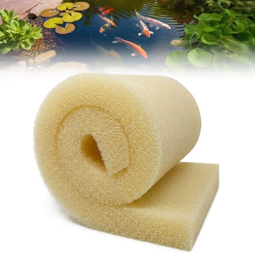 LemonRoad 12" x 40" x 2" Pond Filter Pad Roll, 20 Ppi Coarse Filter Media for Koi Ponds and Water Gardens, Cut to Fit Reusable Pond Filtration Foam for Waterfalls, Skimmers - size: 12" X 40" X 2"