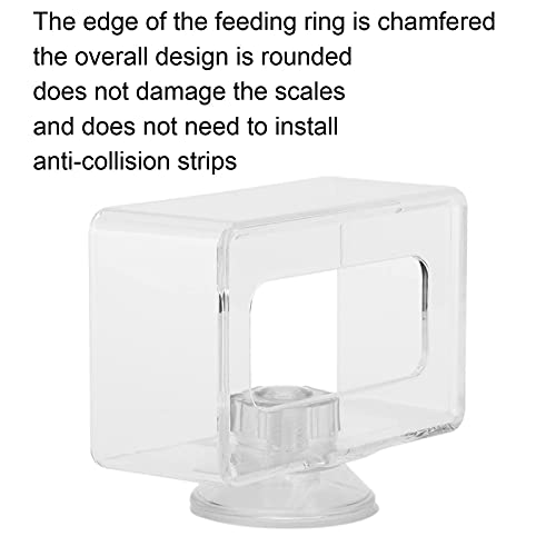 Fish Food Feeding Ring, Fish Floating Food Feeder Transparent with Suction Cup for Aquarium(L 10x16X4cm)