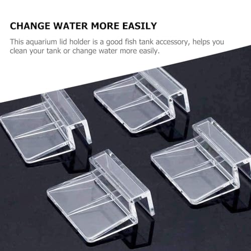 balacoo 8 Pcs Aquarium Cover Bracket - Fish Tank Accessories Fish Tank Lid Handle Aquarium Lid Clip 10mm Acrylic Clip Cover Plate Acrylic Transparent Glass Aquarium Lid Clip Handles