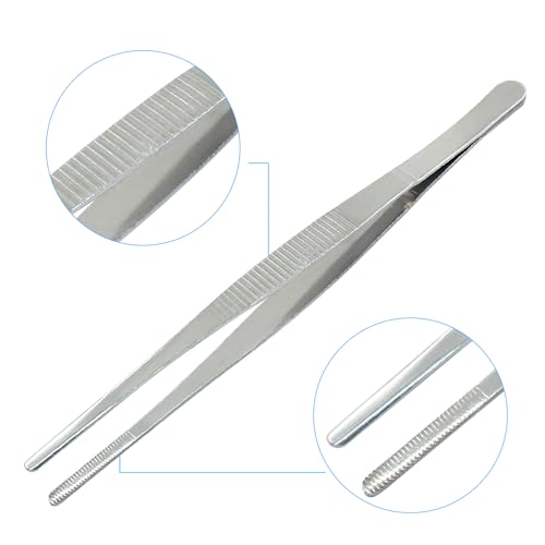 2 Pcs 8 Inch Stainless Steel Forceps, Straight Metal Tweezers General Application for Kitchen, Crafts, Plants - size: 8 Inch