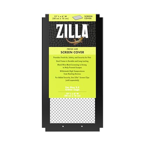Zilla Fresh Air Screen Cover, Secure and Durable Metal Mesh Cover for Reptile Terrariums, 12 x 6 Inches - size: 12" x 6"