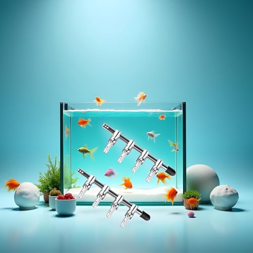 2 Pcs Silver 4-Way Air Flow Control Lever Valve with Airline Tubing Connector for Aquarium, Air Pump Accessories
