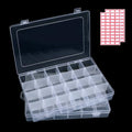 Megoogo 2pack 24 Grid Clear Plastic Bead Organizer Box with Adjustable Dividers, Bead Organizers and Storage Container Box with 2 Label Sticker for Craft Buttons Fishing Tackles Tools Hair Accessories