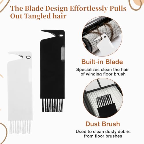 4 PCS Handheld Vacuum Cleaner Brush, Universal Dust Brush, 2 in 1 Vacuum Roller Cleaning Tool for Sweeping Robot - color: Black+white