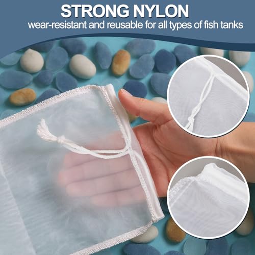 10 Pcs 6.5"x10" Large Aquarium Filter Media Bags, Compatible with Fluval 180 Micrometer Extra Fine Mesh Reusable Nylon Drawstring Bags for Fish Tank
