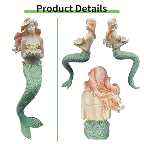 Teaeeno Unique Mermaid Fish Tank Decorations, Mermaid Statue House Ornament Kit, Aquarium Decor, Charming Mermaid Decor Statue, Resin Aquarium Décor Thematic Ornaments (Green) - color: Pink