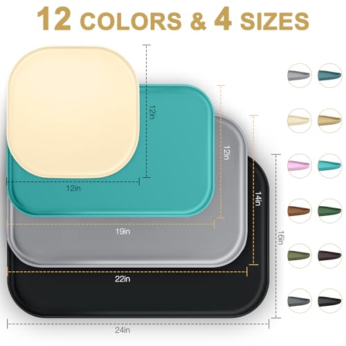 SMILOOL Silicone Pet Food Mat with Raised Edge for Food and Water Bowl, Dog Feeding Mats, Cat Food Trays for Floor Waterproof, Rubber Tray for Dogs and Cats, 22 x 14 x 0.8 Beige - color: Beige, size: 22"L x 14"W