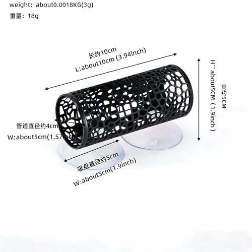 Betta Fish Tunnel Hammock, Safe Aquarium Decor for Smallfish Shrimp, Bettas Tank Accessories with Suction Cups Perfect for Hideout and Play Area（Black）