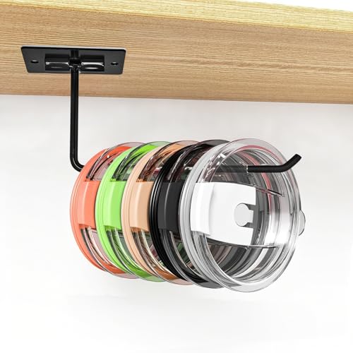 Under Cabinet Tumbler Lid Organizer, 6.29" Stainless Steel Cup Lid Holder, Self Adhesive or Drilling Rack for Plastic Cup Lids, Kitchen Cabinet Storage for Tumbler & Travel Mug Covers (2Pcs 6.29IN) - size: 2Pcs 6.29IN