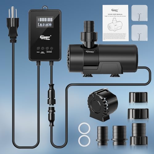hygger 15W-100W Water Pump with Controller (Up to 3430GPH), Submersible/Inline Return Pump with Adjustable Mode/Flow, 2 Fountain Pump with 2 Inlet Cover and 3 Nozzles, for Fish Tank, Pond, Aquarium - size: 1720GPH-55W