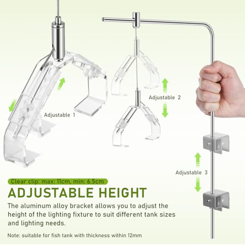 Toddmomy 2Pcs Adjustable Aquarium Light Bracket Aluminum Alloy Light Holder Stand for Freshwater Saltwater Tanks & Aquatic Plant Growth