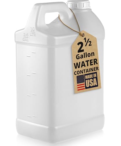 kitchentoolz 2.5 Gallon Water Jug – Water Container Heavy-Duty HDPE Carboy for Automotive Used Oil Container & Liquid Storage – 10 Liter Water Jugs with Secure Lid – Made in USA - color: Translucent