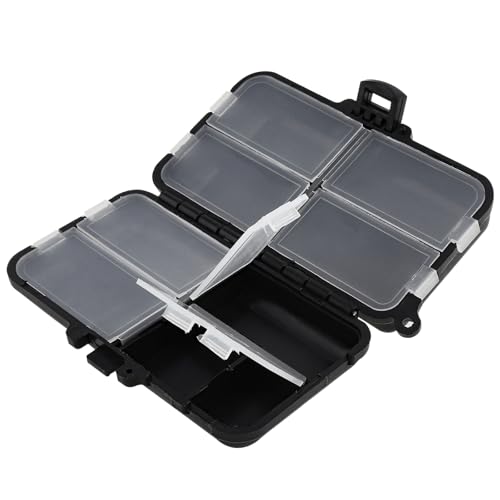 Mini Fishing Tackle Box, Small Box Fishing Accessories Storage Box, Double-Layer 9 Compartments Lure Accessories Box (11cm x 6.5cm)