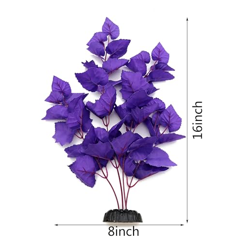 ALEGI Silk Aquarium Plants, 16 Inch Artificial Silk Plants Decorations for Fish Tank,Aquarium Décor Plastic Plants (Purple, 2 Pack) - color: Purple