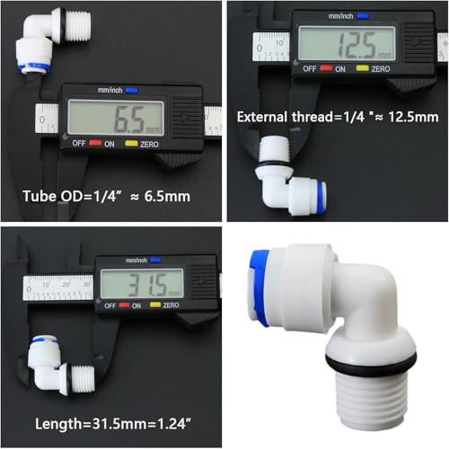 1/4"M to 1/4" Tube Elbow Push-Fit Adapter, 5 Pcs | Quick-connect adapter for RO reverse osmosis water filter systems, beverage dispensers & water purifiers. - size: 1/4"MPT to 1/4" QC Elbow Adapter