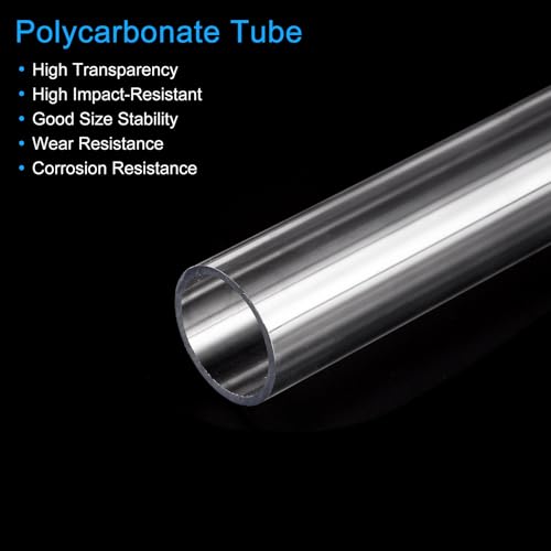 MECCANIXITY Plastic Pipe Rigid Polycarbonate Round Tube Clear 0.86"(22mm) ID 1"(25mm) OD 17" (425mm) High Impact for Lighting, Models, Water Plumbing - size: 0.86"IDx1"ODx17"