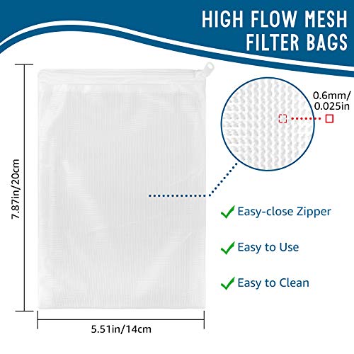 Media Bags for Aquarium - Extra Fine Mesh Bag - 10 PCS Fine Mesh Reusable Nylon Net Filter Bags with Plastic Zipper for Extra Fine Resins Filter, 7.9 x 5.5 Inch - color: Extra Fine, White 10Pack, size: 7.9 x 5.5 Inch