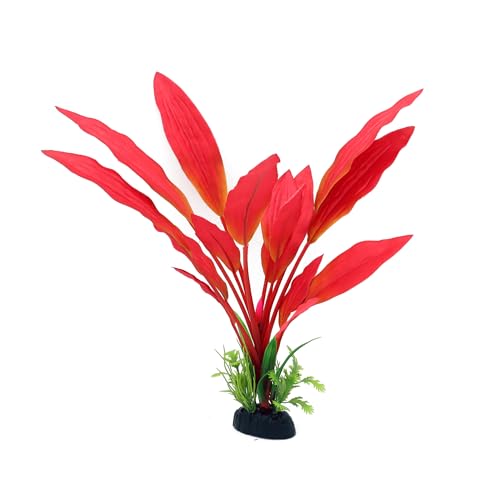 ALEGI Silk Aquarium Plants, 12 Inch Artificial Silk Plants Decorations for Fish Tank,Aquarium Décor Plastic Plants (Red, 2 Pack) - color: Red