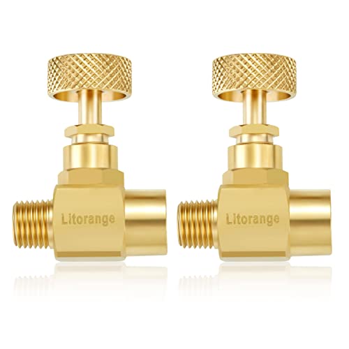 Litorange 2 Pack Heavy Duty Brass Replacement Control Needle Valve 1/4" Male NPT X 1/4" Female NPT Connection - size: 2PCS 1/4 Female x Male