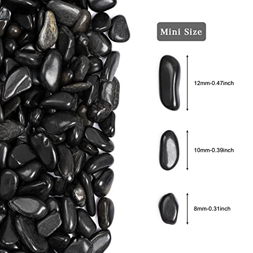 11lbs Black Natural River Rocks, High-Polished Pebbles for Plants Garden, 0.3-0.8 inch Decorative Stones, Ideal for Fish Tank, Vases, Home Decor and Garden Landscaping,Black - size: 11 Pounds, style: Black