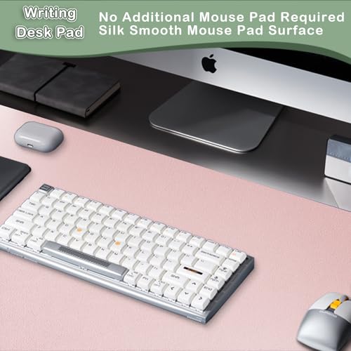 Boutilon Leather Desk Pad Protector,Non-Slip Mouse Pad,Laptop Desk Pad,Office Mouse Mat,Waterproof Leather Desk Blotter,Desk Writing Pad for Office and Home (S-Light Pink,24"x 14") - color: Light Pink, size: S 24" x 14"