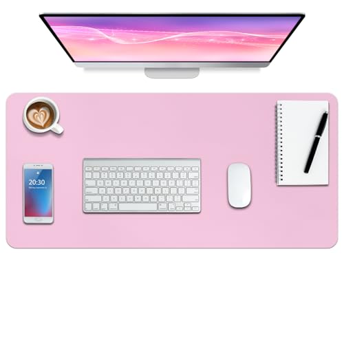 Boutilon Leather Desk Pad Protector,Non-Slip Mouse Pad,Laptop Desk Pad,Office Mouse Mat,Waterproof Leather Desk Blotter,Desk Writing Pad for Office and Home (S-Baby Pink,24"x 14") - color: Baby Pink, size: S 24" x 14"