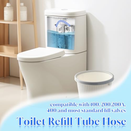 2PCS Plastic Toilet Refill Tube Hose Replacement Parts Compatible with 100, 200, 200A, 400A and Most Other Valves, 9.84 Inch white