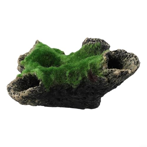 Resin Aquarium Moss Tree House Decoration for Fish Tank Cave Hideout – Natural-Looking Vivid Green Aquascape Ornament for Freshwater & Saltwater Tanks, Easy to Clean Style 1 - color: A
