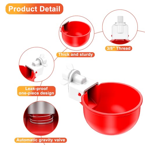 ZenxyHoC Chicken Waterer Cups, 6 Pack Automatic DIY Chicken Water Cup with 3/8'' Hole Saw