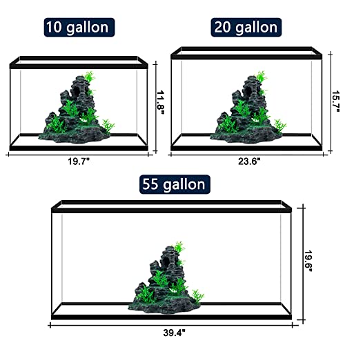 Aquarium Decoration Large and Tall for Fish Tank Rock Thematic Ornaments Aquarium Mountain View Stone Ornaments Aquarium Decor Tree House Cave Fish Tank Decorations - Large - color: Mountain View [ Tree ]