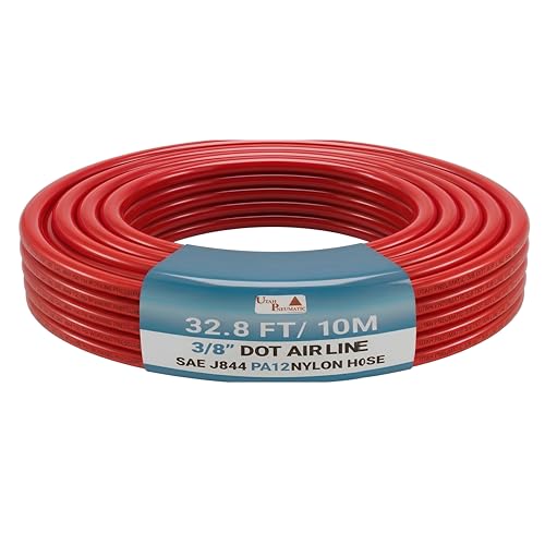 Utah Pneumatic 3/8'' Nylon Red Air Hose, 10m, Dot Approved for Air Brake Tubing, Suspension or Fluid Transfer - color: Red, size: 3/8 inch DOT - 32.8 Feet
