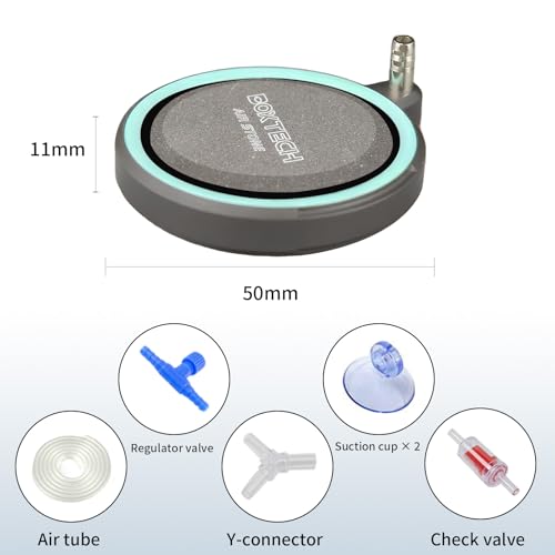 UPETTOOLS Aquarium Air Stone 2.0 Inch Nano Oxygen Diffuser Disc for Ultra-Fine Bubbles, Super Quiet Aeration for Small Fish Tanks, Nano Aquariums & Hydroponic Systems - size: 2 inch