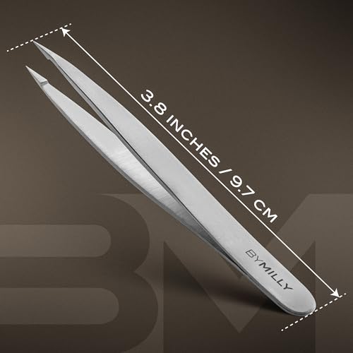 Pointed Tweezers | High Carbon Stainless Steel Needle Nose | Fine Point Precision Hair Removal | Perfectly Aligned & Hand-Filed Sharp | Silver - color: Silver