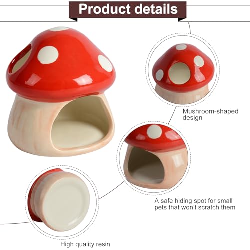 Cute Aquarium Mushroom House Betta Fish Tank Accessory Decor Mini Ceramic Fish Hideout Shrimp Cave Ornament (Red) - color: Red