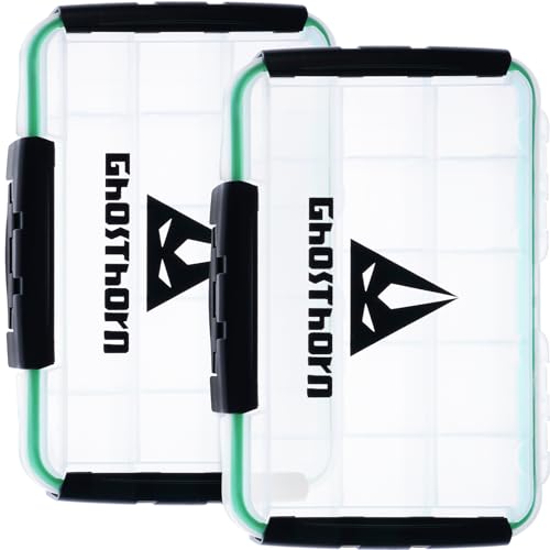 Ghosthorn Fishing Tackle Box, Waterproof 3600 and 3700 Tackle Trays, Plastic Tackle Box Organizer with Removable Dividers Storage Lure Box for Lures 2 Pack (3600 * 2) - style: 3600*2