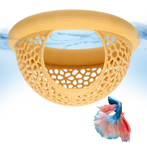 Floating Betta Shrimp Cave, Multi-Functional Aquarium Hammock for Hiding Feeding, Floating Betta Fish Skins with Feeding Ring, Tank Resting Spot for Small Fish Betta Shrimp (Wood) - color: Wood, size: Small