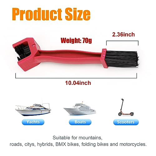 Ziciner 2 PCS Bike or Motorcycle Chain Washer, Motorcycle Chain Gear Dirt Clean Brushes, Universal Bicycle Chain Cleaning Brush Tool for Mountain Bike Heavy Duty Motorcycle (Red) - color: Red-2pcs