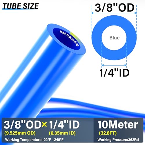 TAILONZ PNEUMATIC Air Line 3/8 inch od Blue Pneumatic Nylon Tube 32.8ft Air Brake Tubing Nylon Hose - color: Blue-Nylon, size: 3/8'' OD/32.8ft/10m