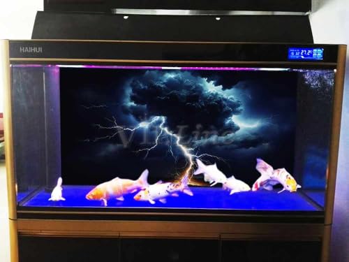 VIP. LINE Lightning Cloud Aquarium Background Poster PVC Self Adhesive Vivid Underwater Scene Decoration Landscape of Fish Tanks, Reptile Habitat Tanks (24" x 12"/ 61 x 30cm) - size: 24" x 12"/ 61 x 30cm